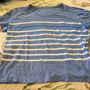 Blue and White Striped T-Shirt. Med